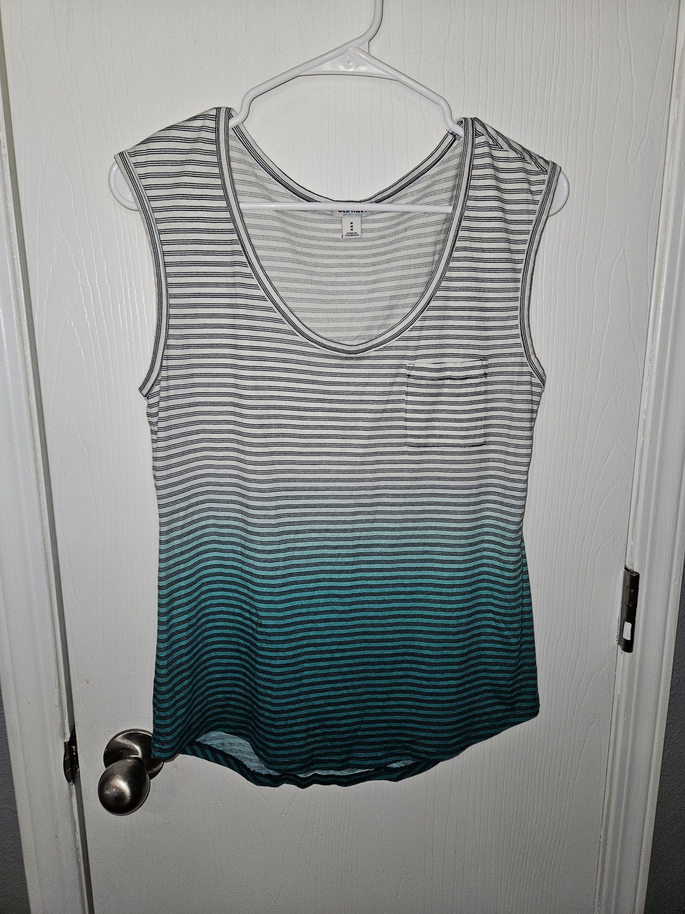 Old Navy Striped Ombre Tank Top in White and Teal